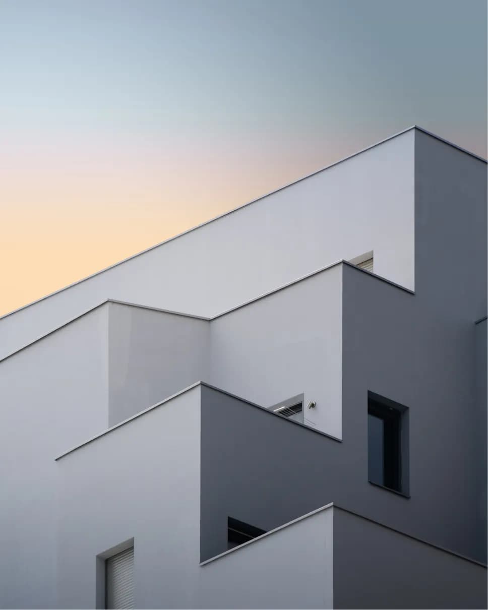 White geometric building facade
